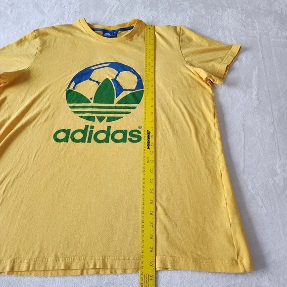 Adidas Soccer Shirt Mens 2XL Yellow Green Brazil Graphic Football Ball Big‎ Logo - Picture 5 of 14